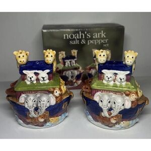 Noah’s Ark Salt And Pepper Shaker Set Animals Gift Giraffe Elephant Boat Horse